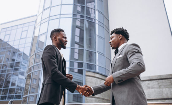 Two african business men meeting together